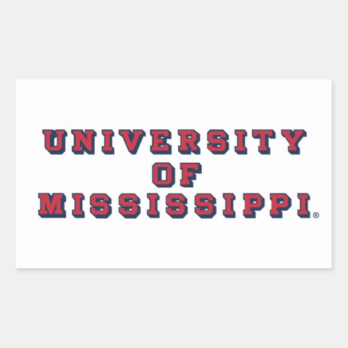 University of Mississippi  Block Type Rectangular Sticker