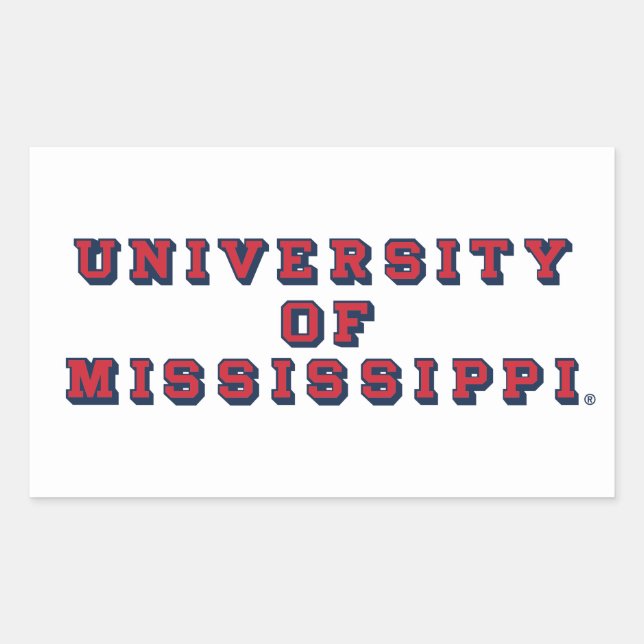 University of Mississippi | Block Type Rectangular Sticker (Front)
