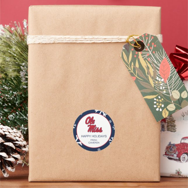 University of Mississippi | Ole Miss Script Classic Round Sticker (Holiday)