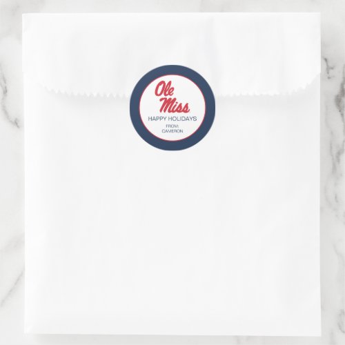 University of Mississippi  Ole Miss Script Classic Round Sticker