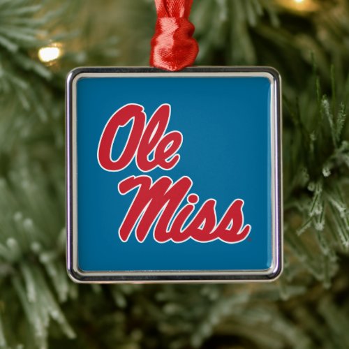 University of Mississippi  Ole Miss Script Metal Ornament