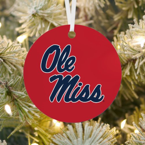 University of Mississippi  Ole Miss Script Metal Ornament