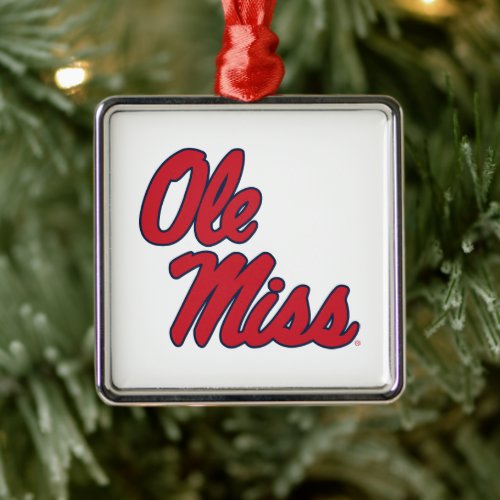 University of Mississippi  Ole Miss Script Metal Ornament