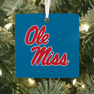 University of Mississippi Ole Miss Script Metal Ornament