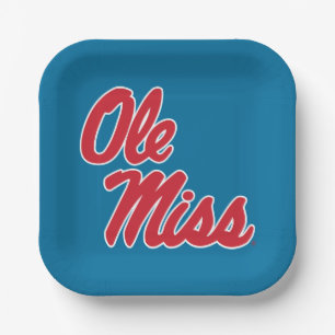University of Mississippi   Ole Miss Script Paper Plates