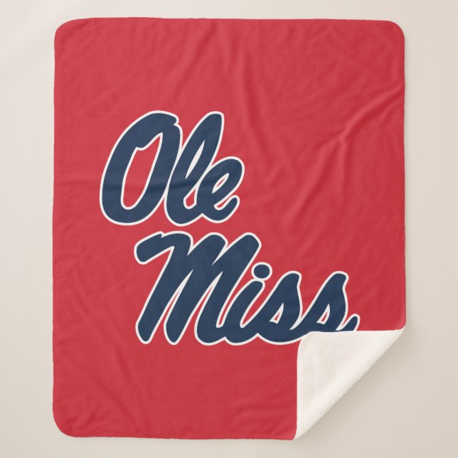 University of Mississippi | Ole Miss Script Sherpa Blanket (Front)