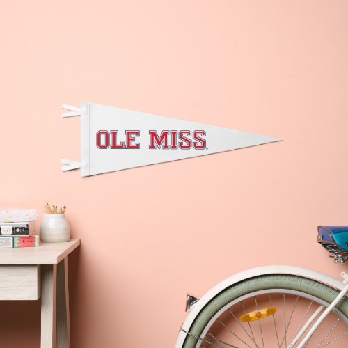University of Mississippi  Ole Miss Wordmark Pennant Flag
