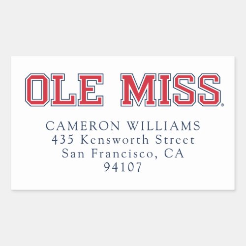 University of Mississippi  Ole Miss Wordmark Rectangular Sticker