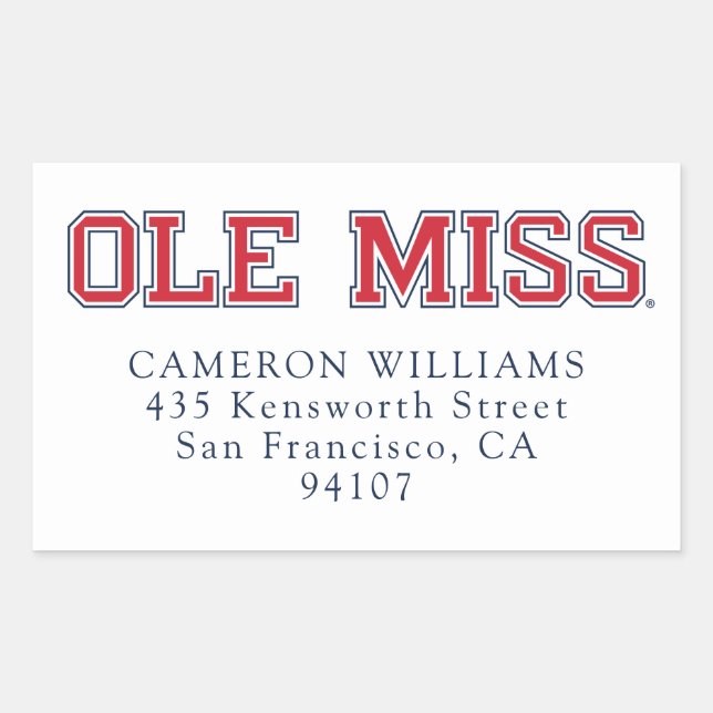 University of Mississippi | Ole Miss Wordmark Rectangular Sticker (Front)