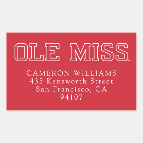 University of Mississippi  Ole Miss Wordmark Rectangular Sticker