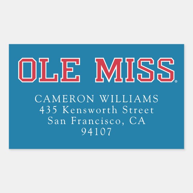 University of Mississippi | Ole Miss Wordmark Rectangular Sticker (Front)