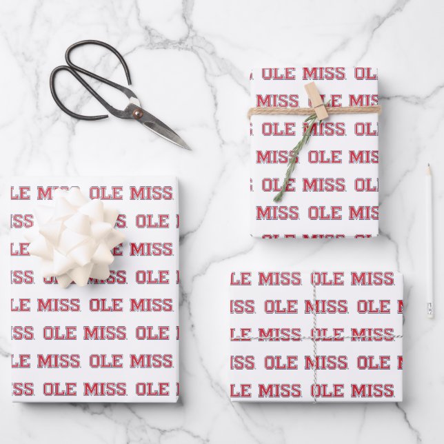 University of Mississippi | Ole Miss Wordmark Wrapping Paper Sheets (Front)