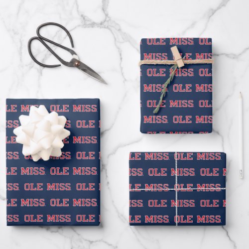 University of Mississippi  Ole Miss Wordmark Wrapping Paper Sheets
