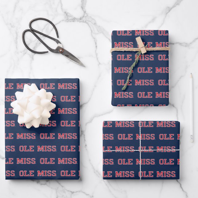 University of Mississippi | Ole Miss Wordmark Wrapping Paper Sheets (Front)