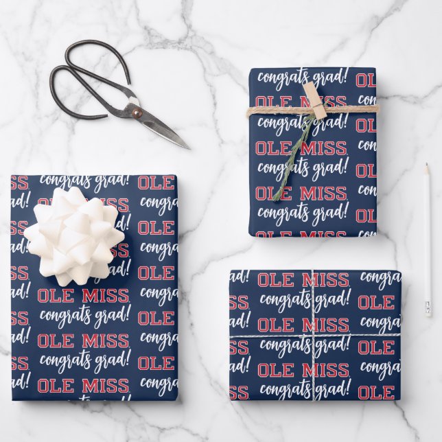 University of Mississippi | Ole Miss Wordmark Wrapping Paper Sheets (Front)
