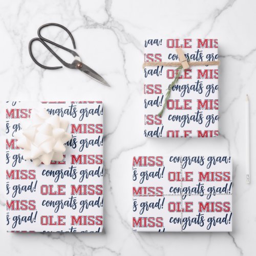 University of Mississippi  Ole Miss Wordmark Wrapping Paper Sheets