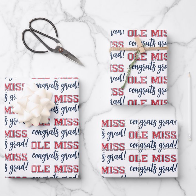 University of Mississippi | Ole Miss Wordmark Wrapping Paper Sheets (Front)
