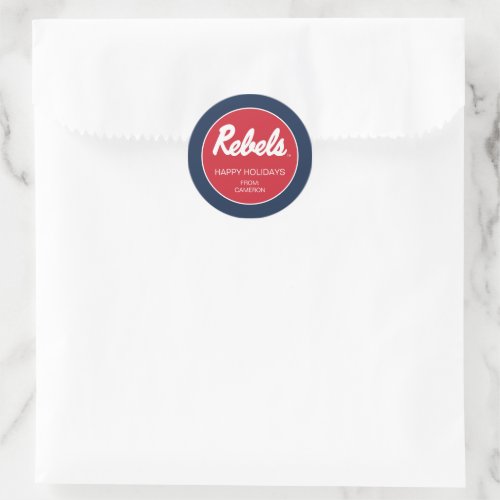 University of Mississippi  Rebels Script Classic Round Sticker