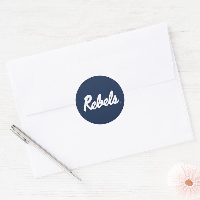 University of Mississippi | Rebels Script Classic Round Sticker (Envelope)