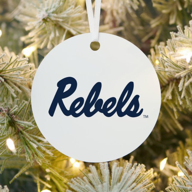 University of Mississippi | Rebels Script Metal Ornament (Insitu)