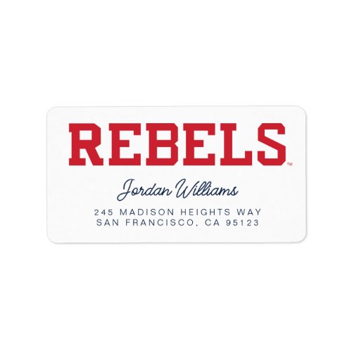 University of Mississippi  Rebels Wordmark Label