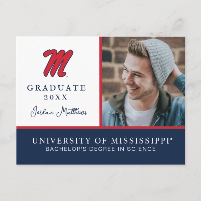 University of Mississippi | Script M Announcement Postcard (Front)