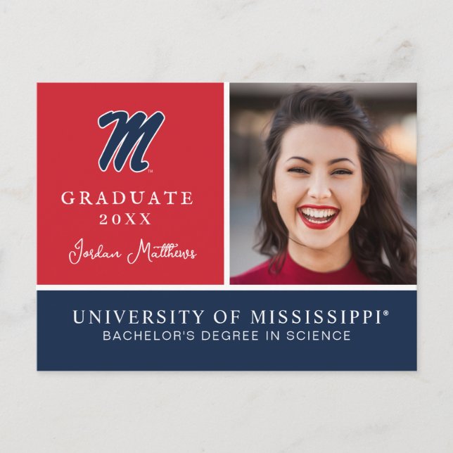 University of Mississippi | Script M Announcement Postcard (Front)