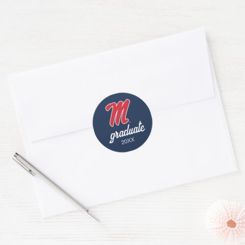 University of Mississippi  Script M Classic Round Sticker