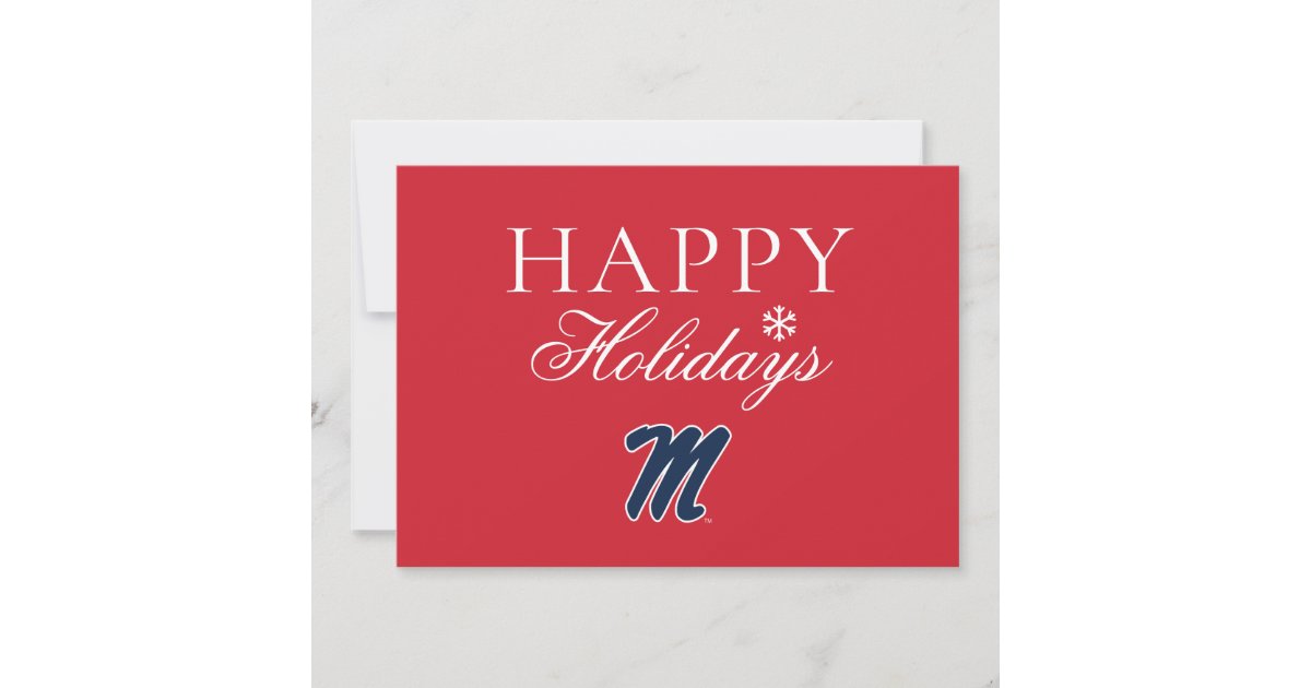 University of Mississippi | Script M Holiday Card | Zazzle