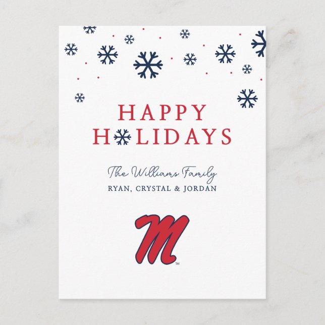 University of Mississippi | Script M Holiday Postcard (Front)