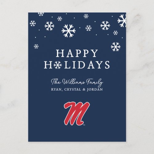 University of Mississippi  Script M Holiday Postcard