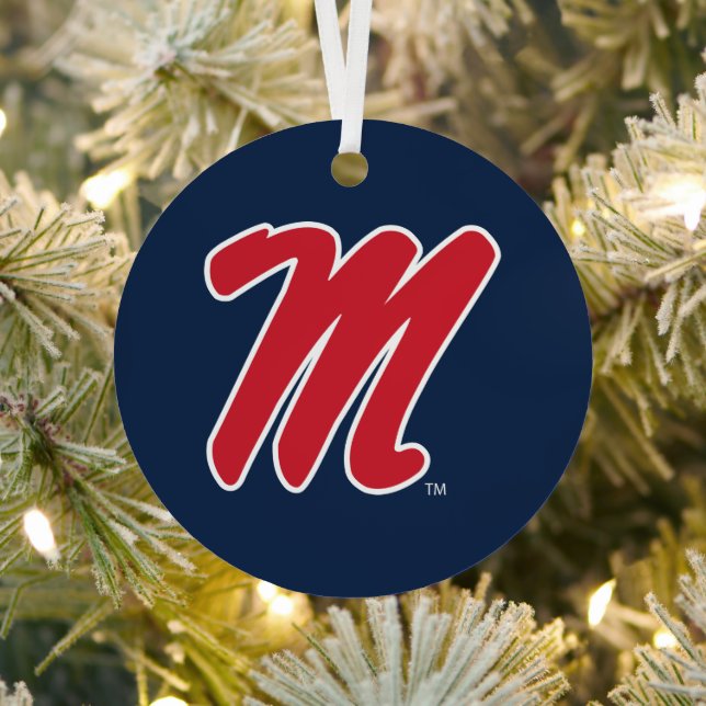 University of Mississippi | Script M Metal Ornament (Insitu)