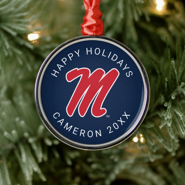 University of Mississippi | Script M Metal Ornament (Tree)