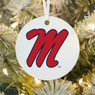 University of Mississippi   Script M Metal Ornament