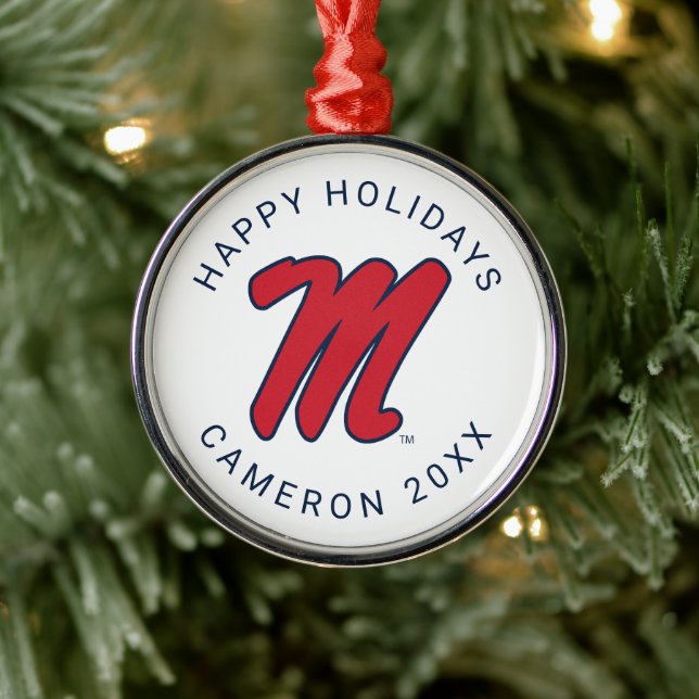 University of Mississippi | Script M Metal Ornament (Tree)