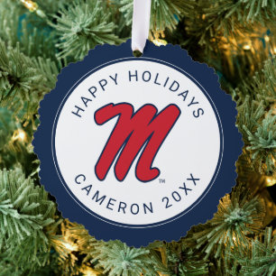University of Mississippi Script M Ornament Card