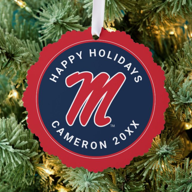 University of Mississippi | Script M Ornament Card (Insitu (Tree))