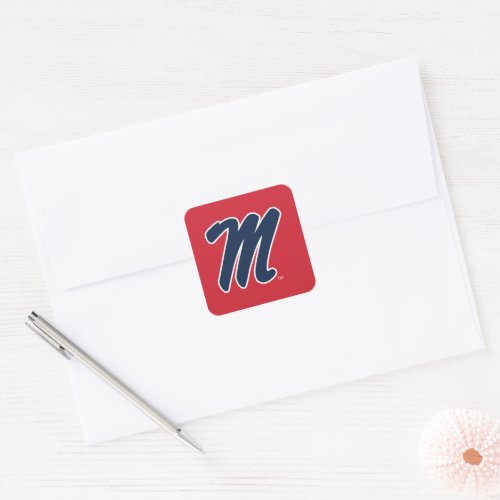 University of Mississippi  Script M Square Sticker