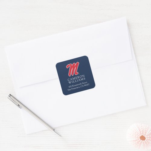 University of Mississippi  Script M Square Sticker