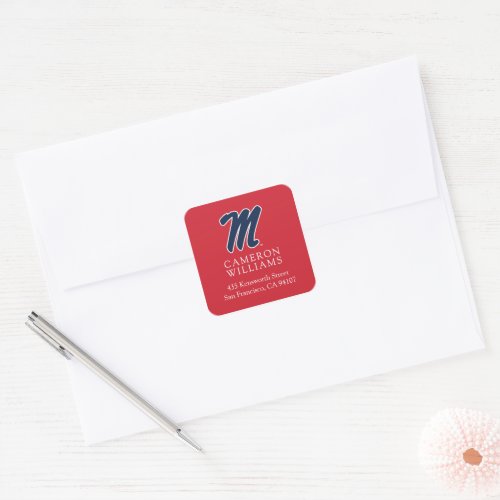 University of Mississippi  Script M Square Sticker