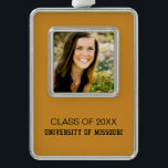University of Missouri Graduation Silver Plated Framed Ornament<br><div class="desc">Check out these officially licensed University of Missouri graduation gifts! Get the best graduation products for your college graduation. These products are completely customizable with your name,  photo,  class year,  and major. Congrats on being a Mizzou Tiger Alum!</div>