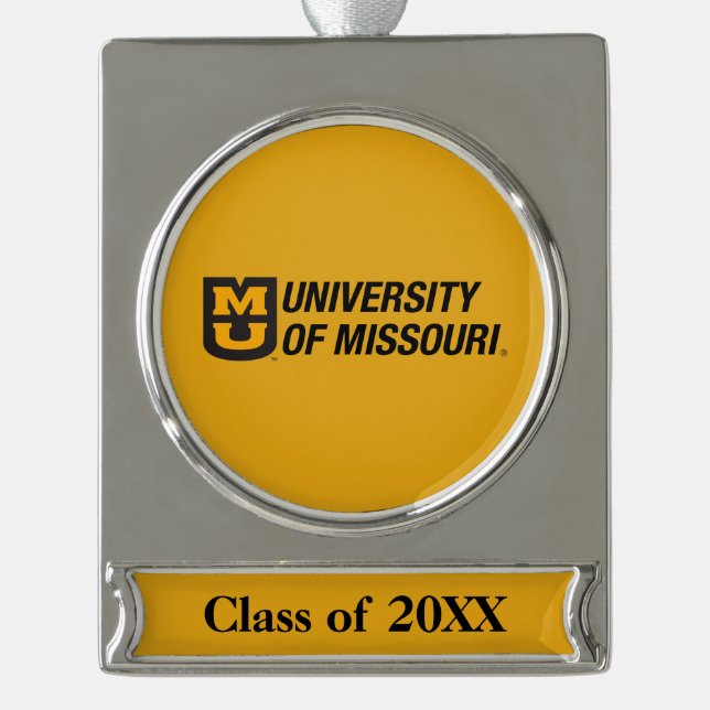 University of Missouri MU Logo Silver Plated Banner Ornament (Front)
