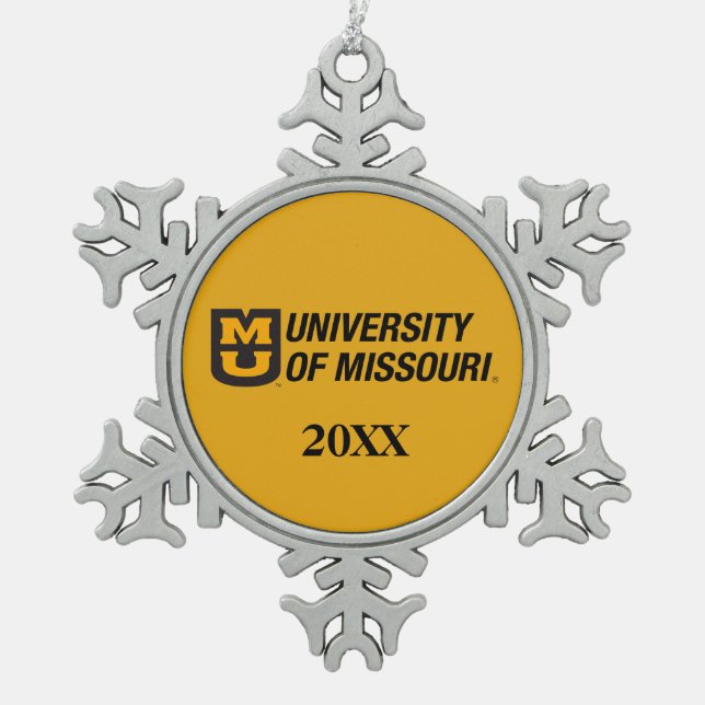 University of Missouri MU Logo Snowflake Pewter Christmas Ornament (Front)