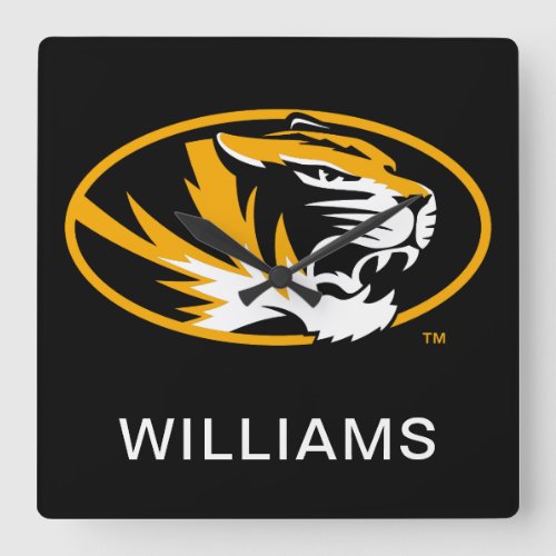 University of Missouri Tiger  Add Your Name Square Wall Clock