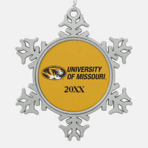 University of Missouri Tiger Snowflake Pewter Christmas Ornament