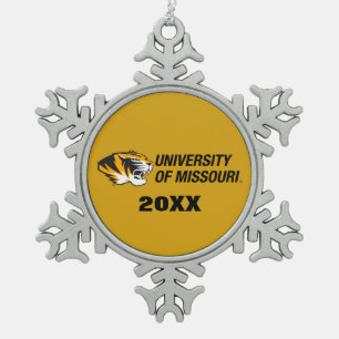 University of Missouri Tiger Snowflake Pewter Christmas Ornament