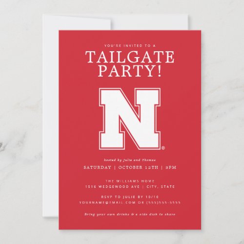 University of Nebraska Football Tailgate Party Invitation