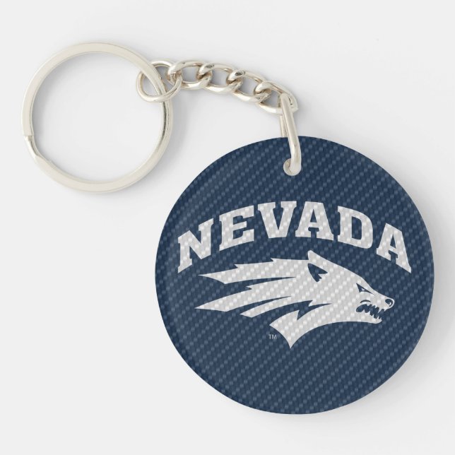 University of Nevada Carbon Fiber Pattern Keychain (Front)