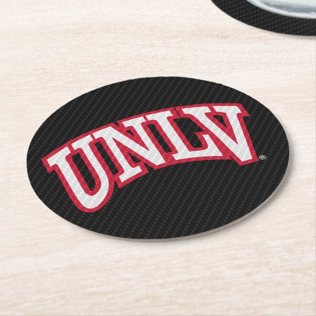 University of Nevada Carbon Fiber Pattern Round Paper Coaster (Angled)