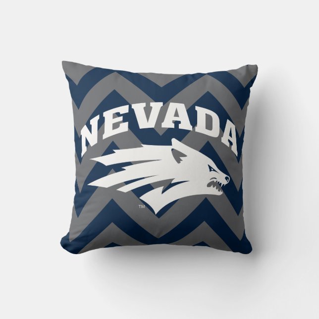University of Nevada Chevron Pattern Throw Pillow (Front)